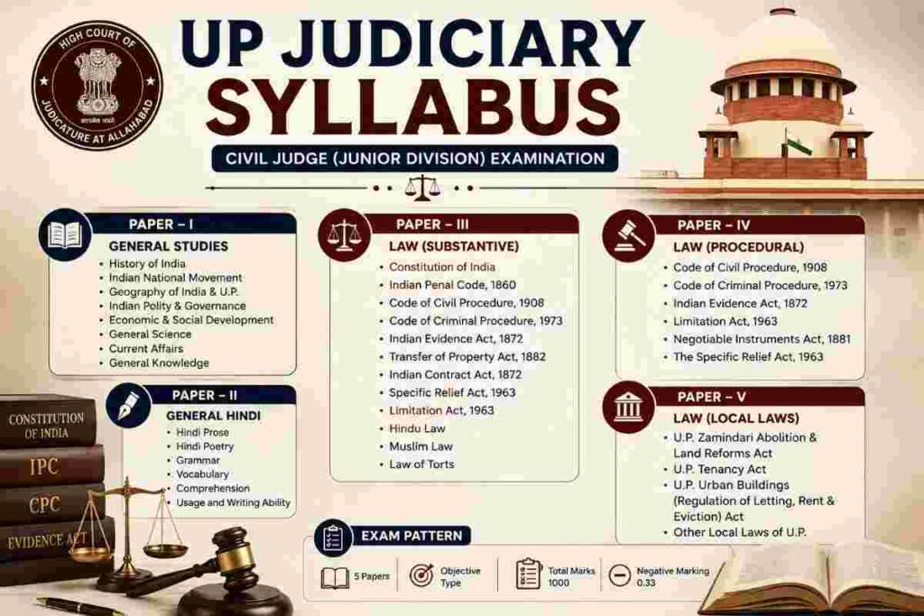 Syllabus for UP Judiciary | UPPCS-J Syllabus | Civil Judge Syllabus | Syllabus for UP Judiciary Exam