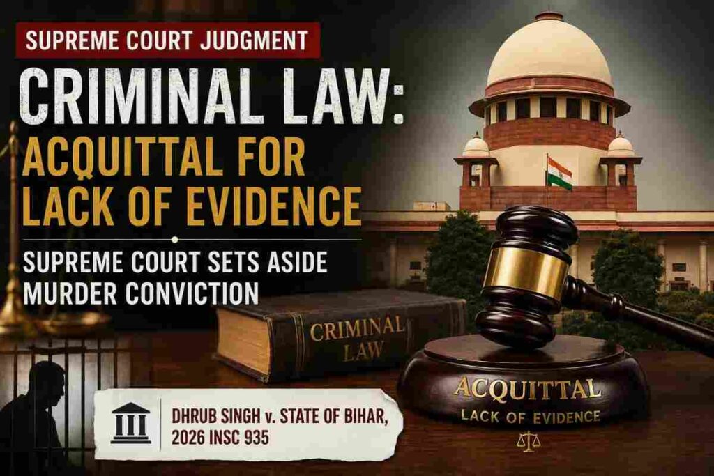 Criminal Law: Acquittal for Lack of Evidence – Supreme Court Sets Aside Murder Conviction (Dhrub Singh v. State of Bihar, 2026 INSC 935)