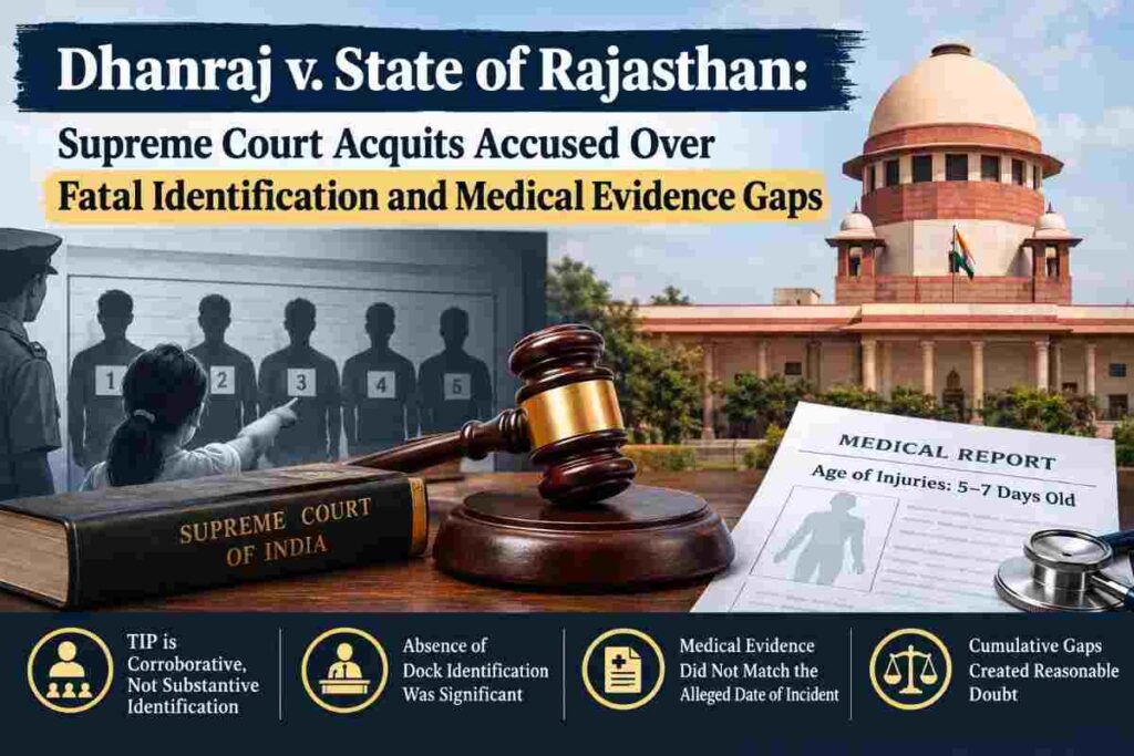 Dhanraj v. State of Rajasthan: Supreme Court Acquits Accused Over Fatal Identification and Medical Evidence Gaps