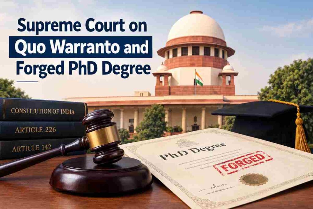 Supreme Court on Quo Warranto and Forged PhD Degree